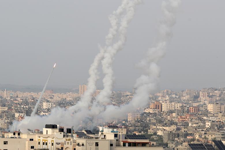 پرتاب موشک به اسرائیل توسط ارتش نیروهای جنبش حماس