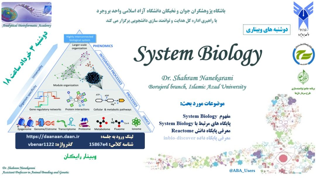 وبینار «معرفی پایگاه‌های داده مرتبط با System Biology»