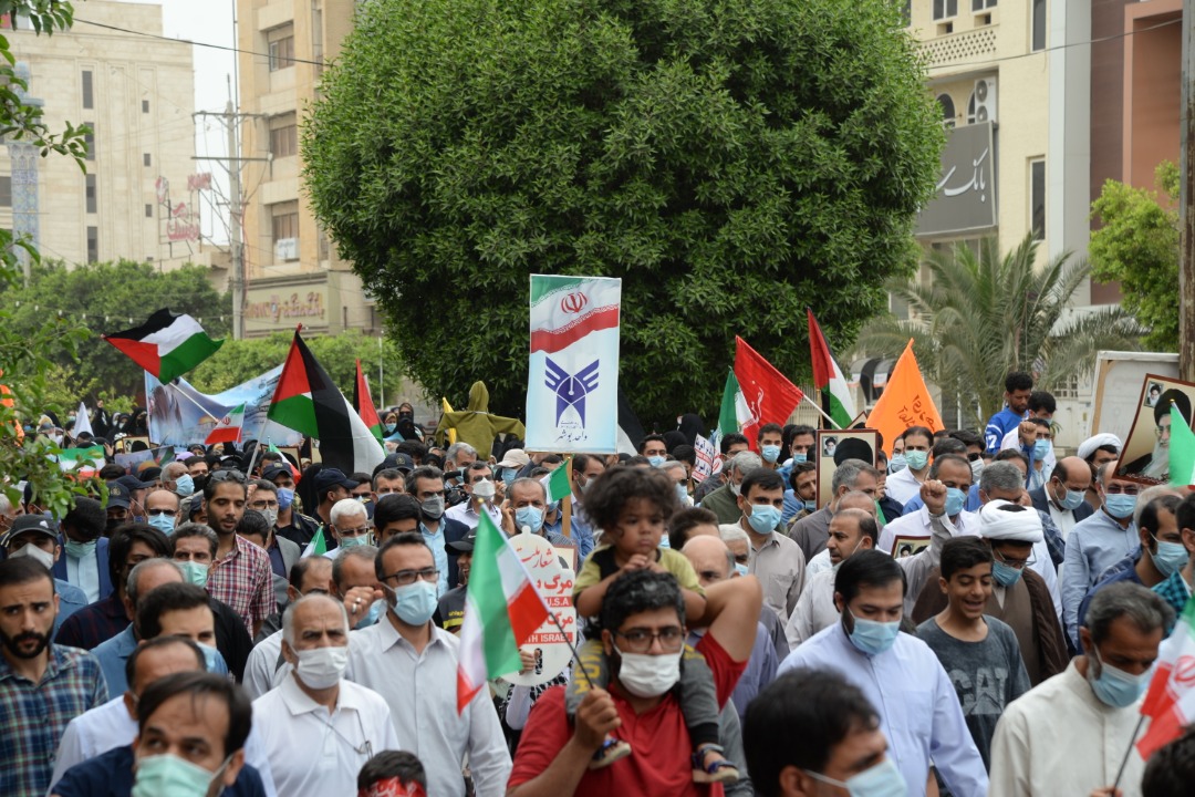 حضور دانشگاهیان دانشگاه آزاد در راهپیمایی روز قدس/بوشهر