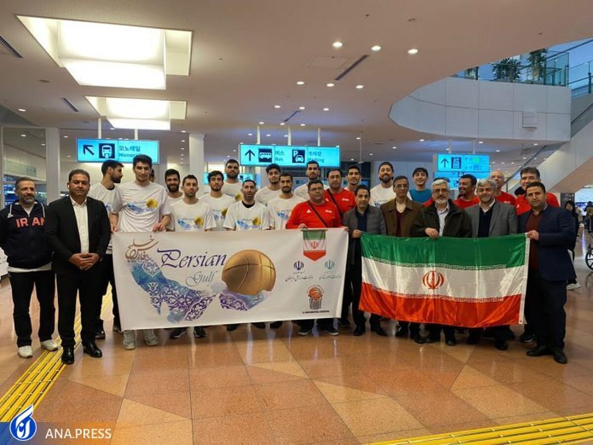 ملی پوشان بسکتبال با لباس و ماسک خلیج فارس به توکیو رسیدند