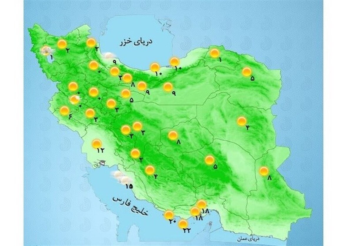 بارش در برخی مناطق مرکزی و شرقی کشور/ کیفیت هوای تهران قابل قبول است